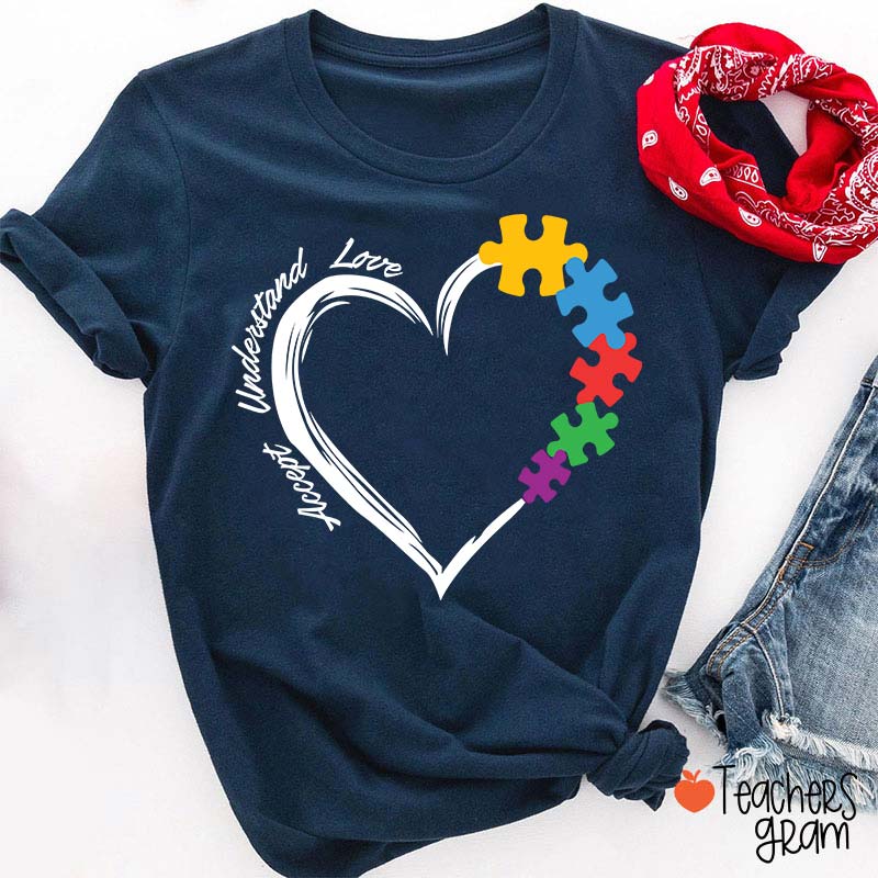 Accept Understand Love Autism Awareness Teacher T-Shirt Sale-Teachersgram