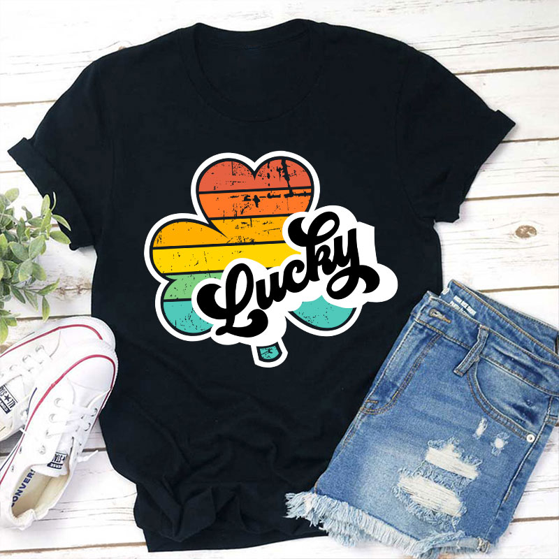 St. Patrick's Day Lucky Retro Teacher T-Shirt