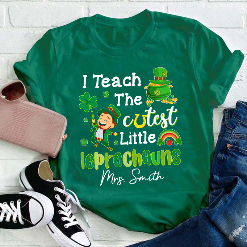 Personalized Name I Teach The Cutest Little Leprechauns Teacher T-Shirt Sale-Teachersgram