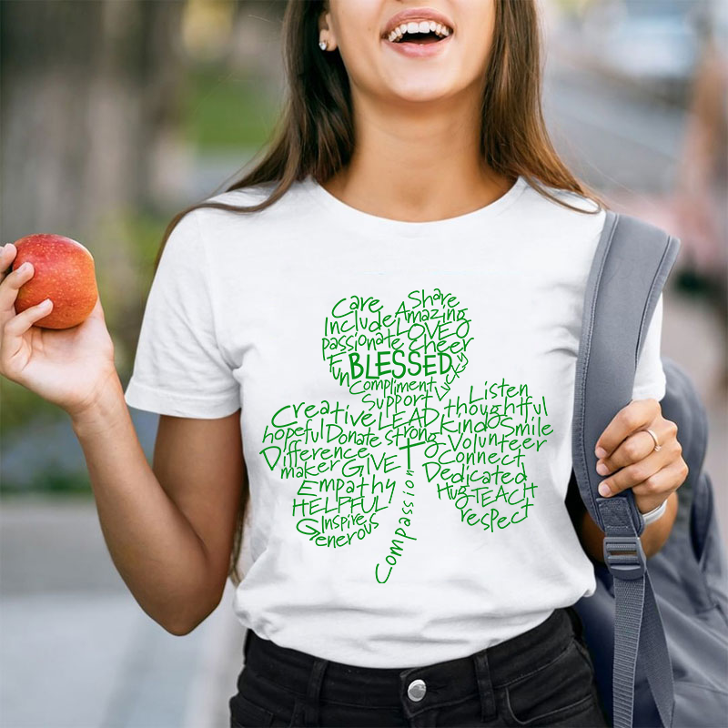 St Patricks Blessed Compassion Shamrock Teacher T-Shirt