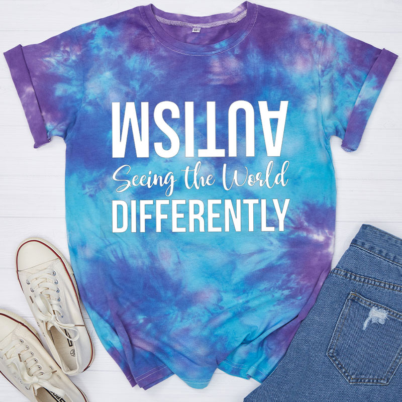 Autism Seeing The World Different Teacher Tie-dye T-Shirt