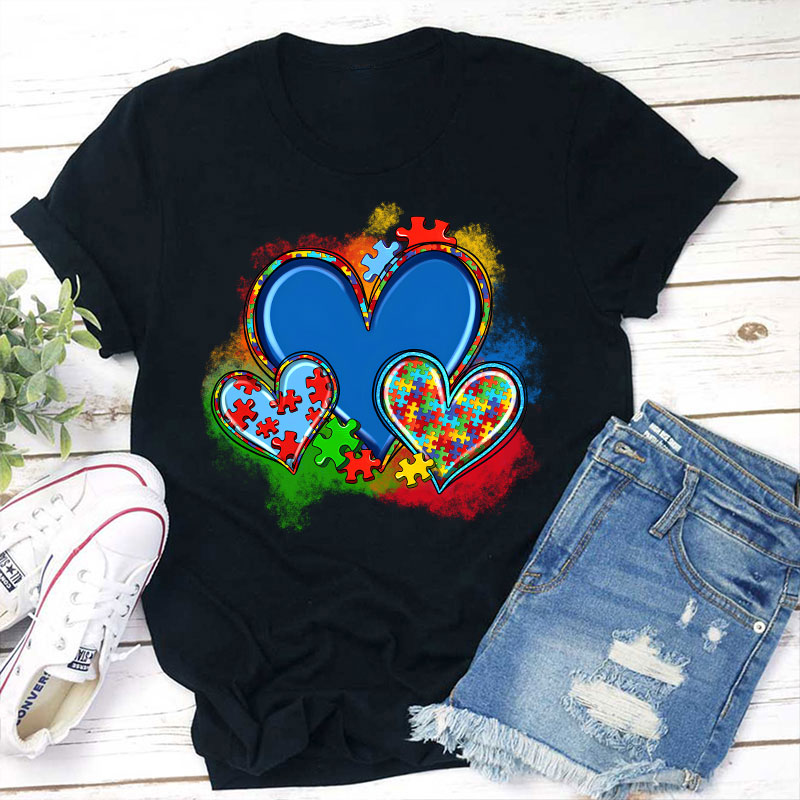 Autism Heart Neurodiversity Teacher T-Shirt