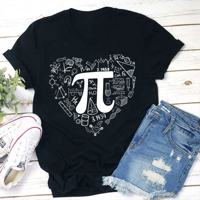 Pi Day Math Heart Teacher T-Shirt