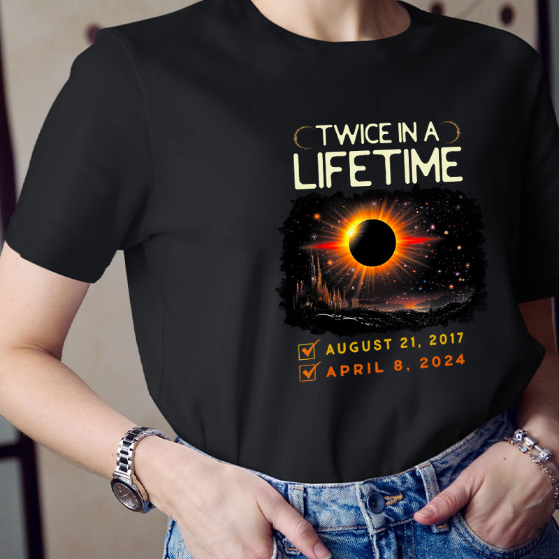 Total Solar Eclipse Twice In A Lifetime Teacher T-Shirt