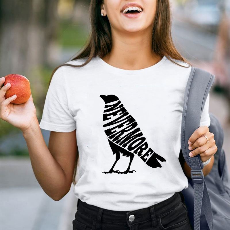 Crow Edgar Allan Poe Nevermore Teacher T-Shirt