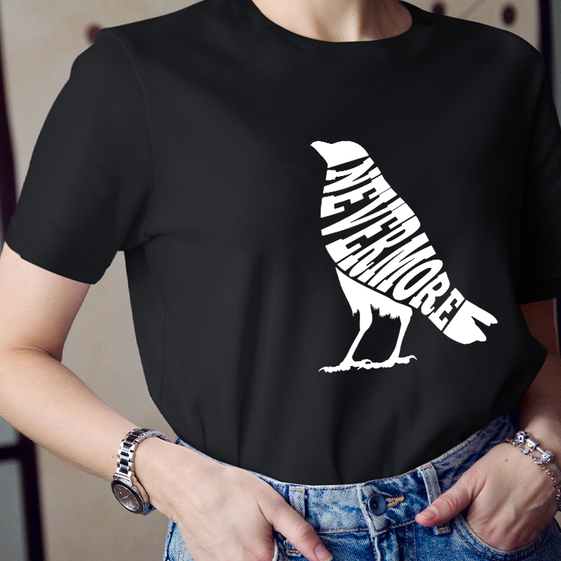 Crow Edgar Allan Poe Nevermore Teacher T-Shirt