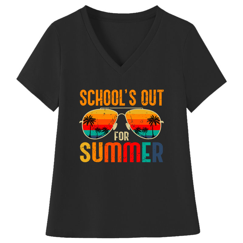 School's Out For Summer Teacher Female V-Neck T-Shirt