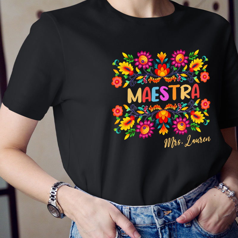 Personalized Name Maestra Teacher T-Shirt