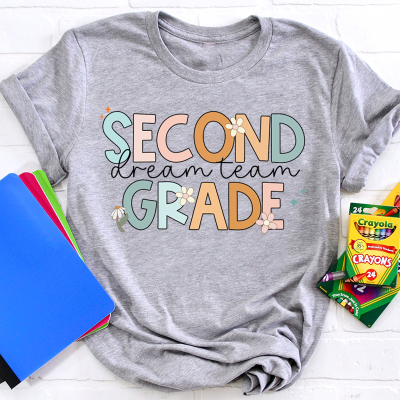 Personalized Grade Colorful Flowers Teacher T-Shirt