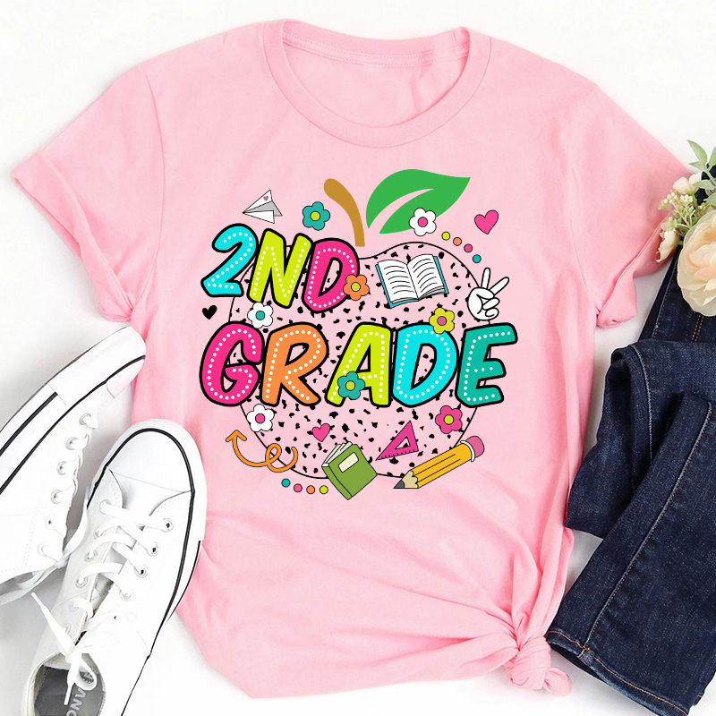 Personalized Neon Lights Apple Teacher T-Shirt