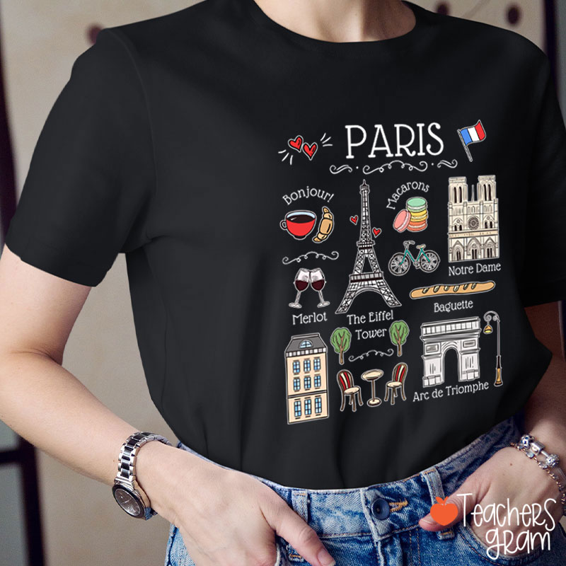 Eiffel Tower French Landmarks French Teacher T-Shirt