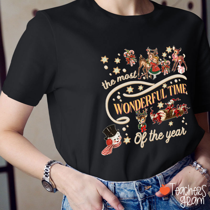 It's The Most Wonderful Time Of The Year Christmas Vibe Teacher T-Shirt