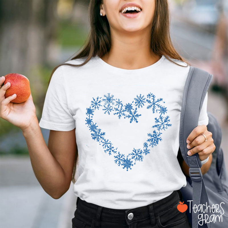 Snowflakes Heart Teacher T-Shirt