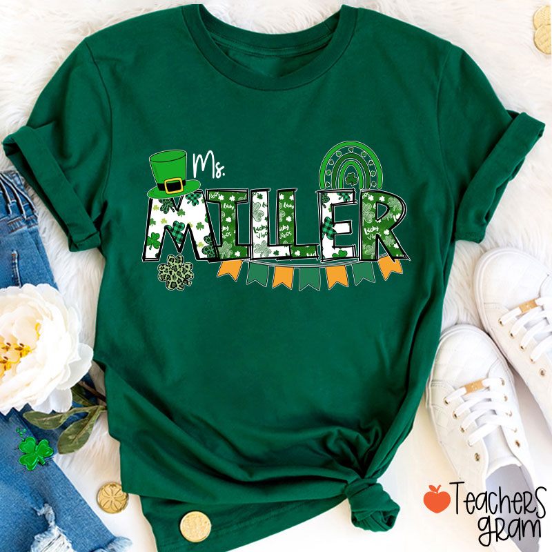 Personalized Name Saint Patricks Day Teacher T-Shirt Sale-Teachersgram
