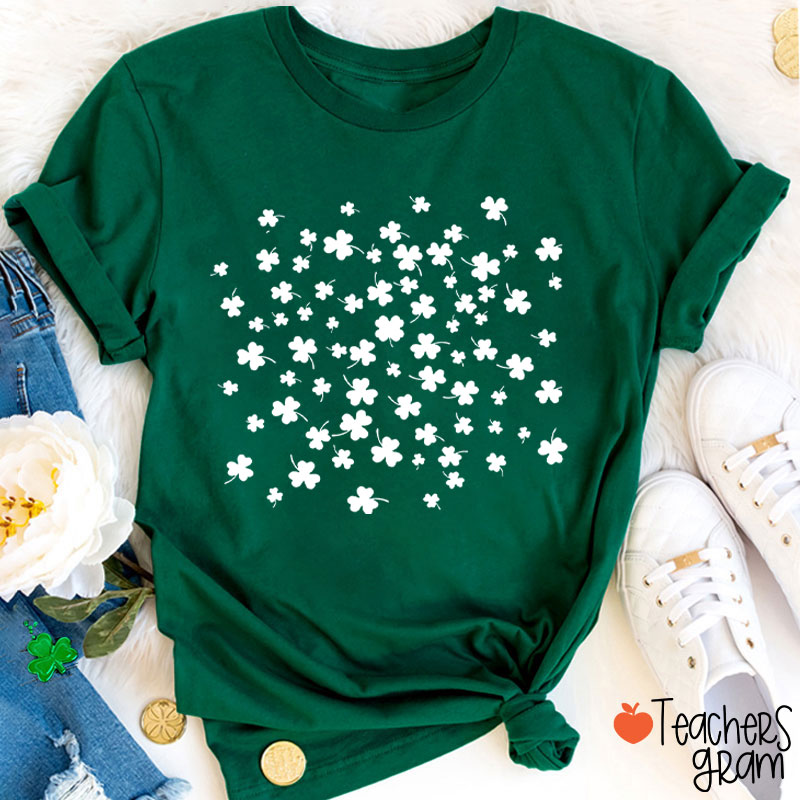 St Patricks Day Clover Teacher T-Shirt