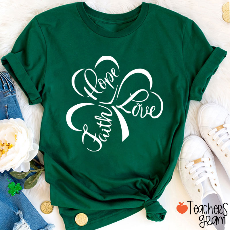 Hope Love Faith Teacher T-Shirt Sale-Teachersgram