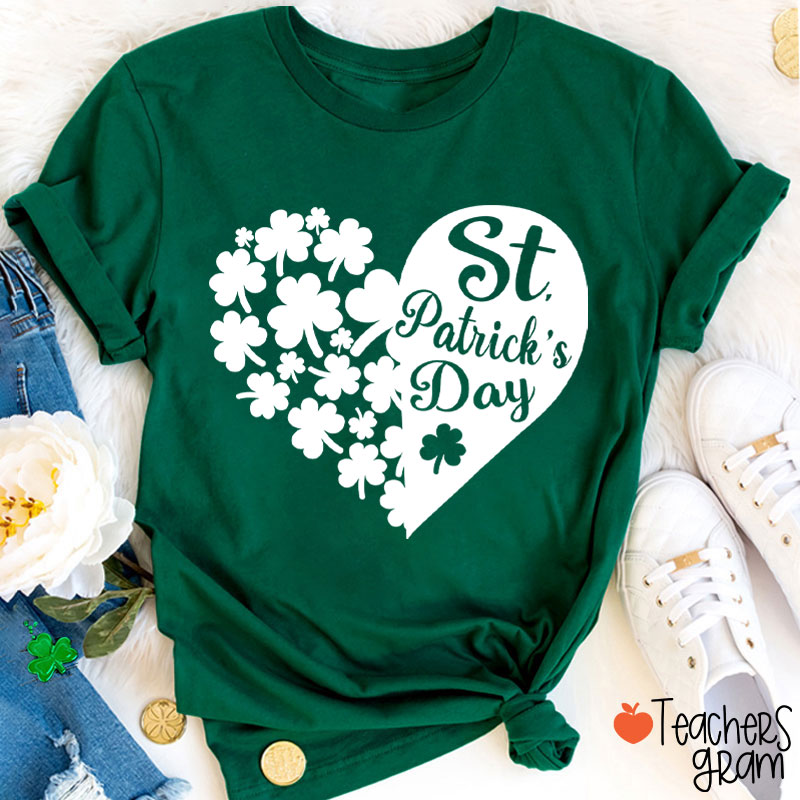Shamrock With Heart Teacher T-Shirt Sale-Teachersgram