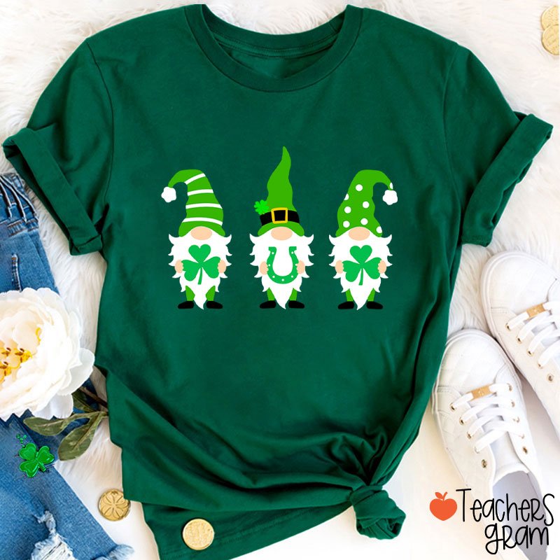 St Patricks Day Gnome Teacher T-Shirt Sale-Teachersgram