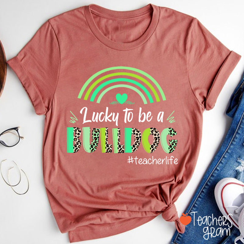 Personalized Mascot And Hashtag Lucky To Be Teacher T-Shirt