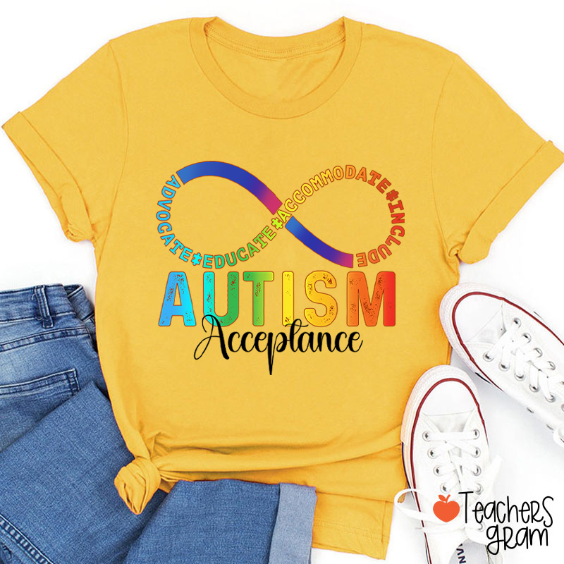 Autism Acceptance Infinity Symbol Teacher T-Shirt