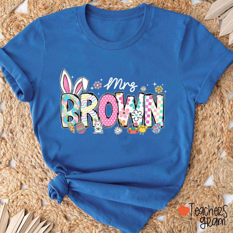 Personalized Easter Alphabet Name Teacher T-Shirt