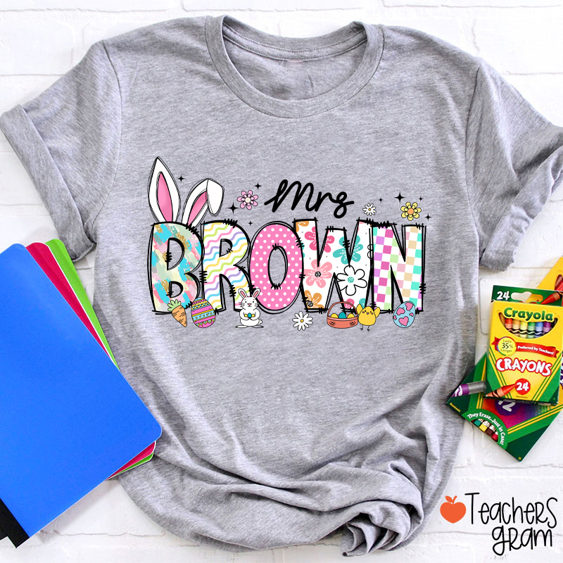 Personalized Easter Alphabet Name Teacher T-Shirt