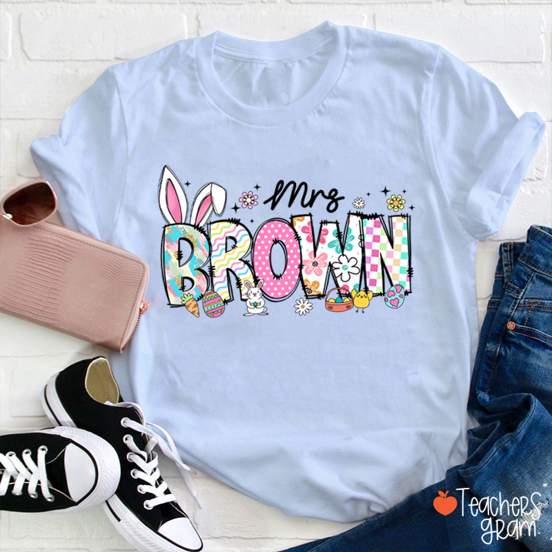 Personalized Easter Alphabet Name Teacher T-Shirt