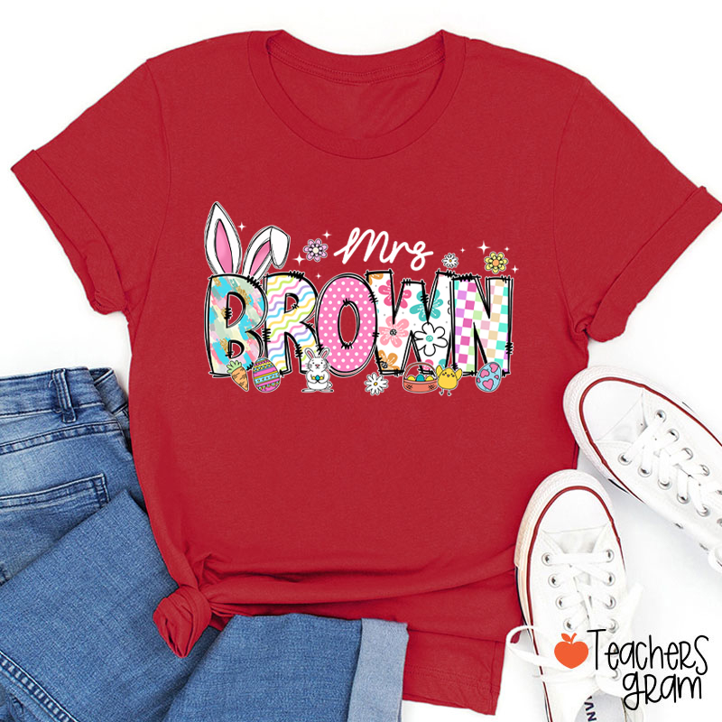 Personalized Easter Alphabet Name Teacher T-Shirt