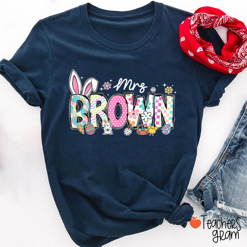 Personalized Easter Alphabet Name Teacher T-Shirt