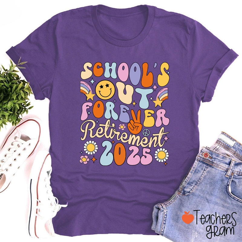 Personalized School's Out Forever Retirement Teacher T-Shirt