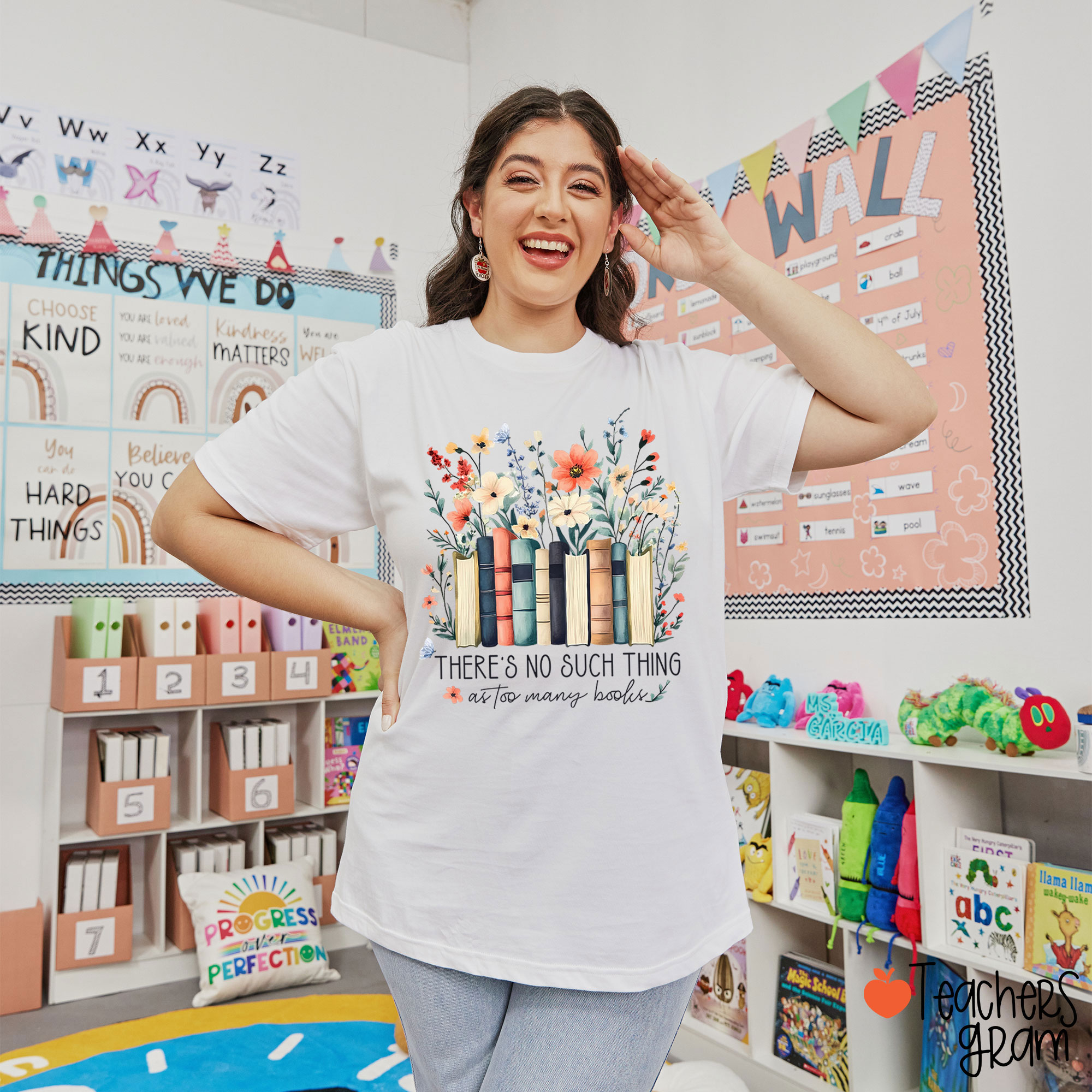 There's No Such Thing As Too Many Books Teacher T-Shirt