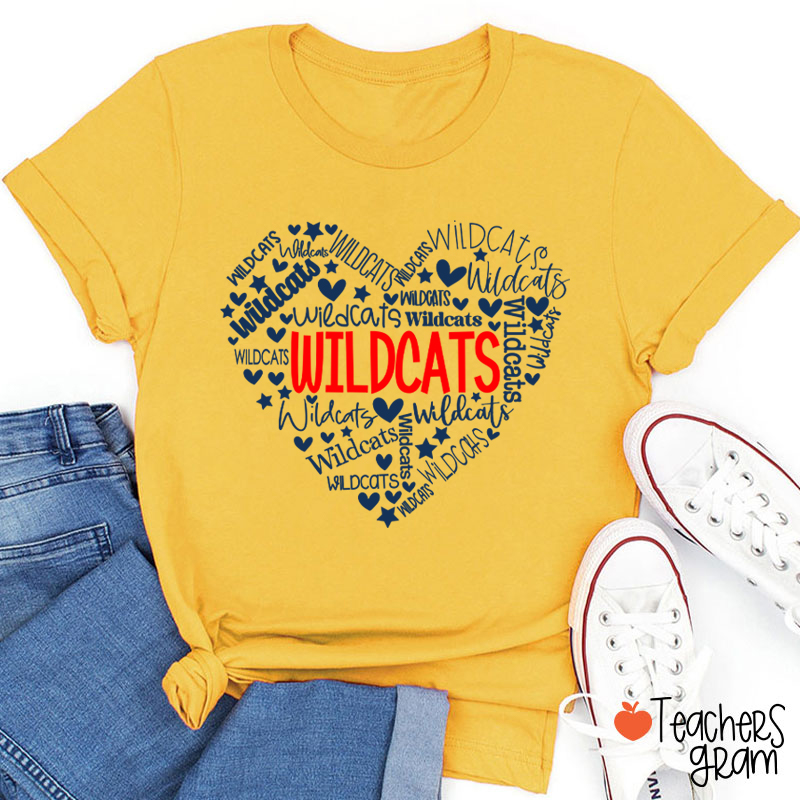 Personalized Mascot Heart Teacher T-Shirt