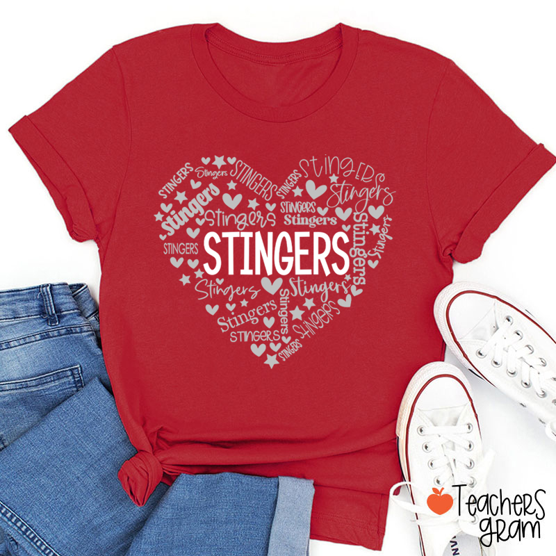Personalized Mascot Heart Teacher T-Shirt