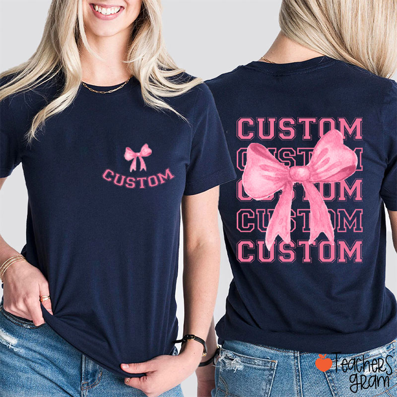 Personalized Bow Tie Team Teacher Two Sided T-Shirt