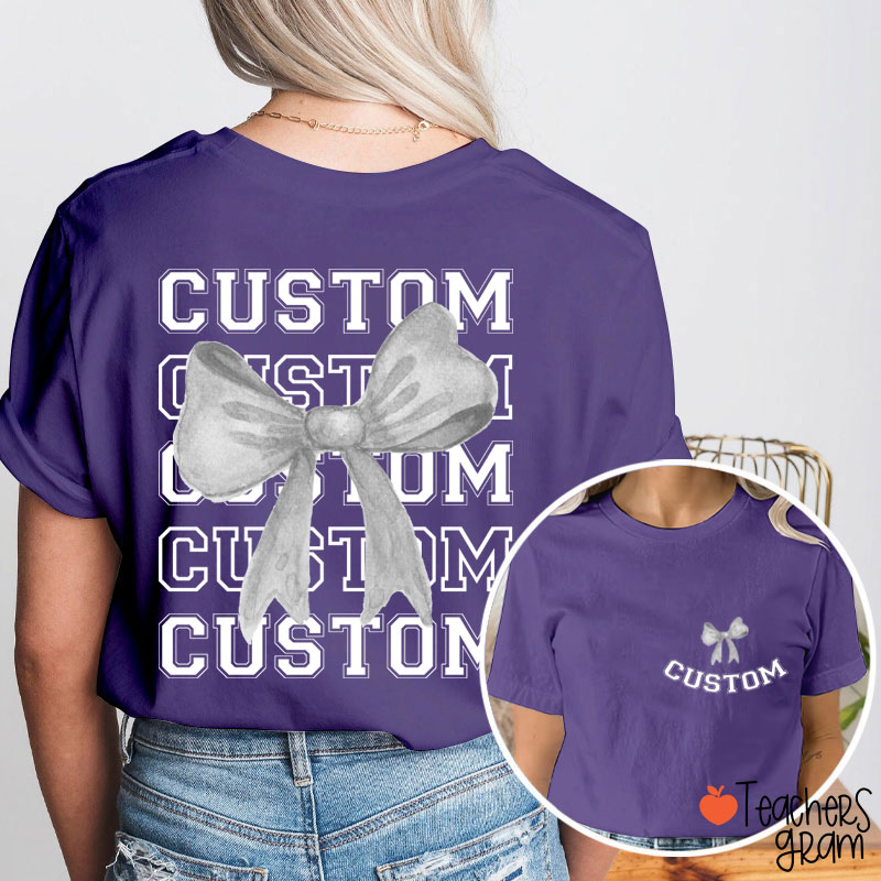Personalized Bow Tie Team Teacher Two Sided T-Shirt