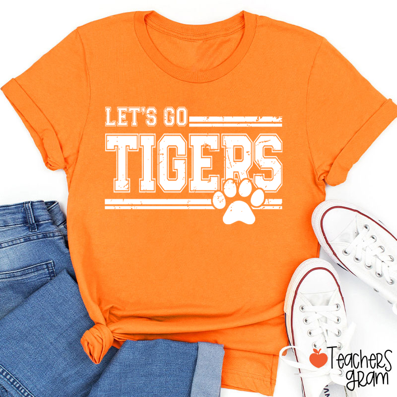 Personalized Mascot And Paw Let's Go Teacher T-Shirt