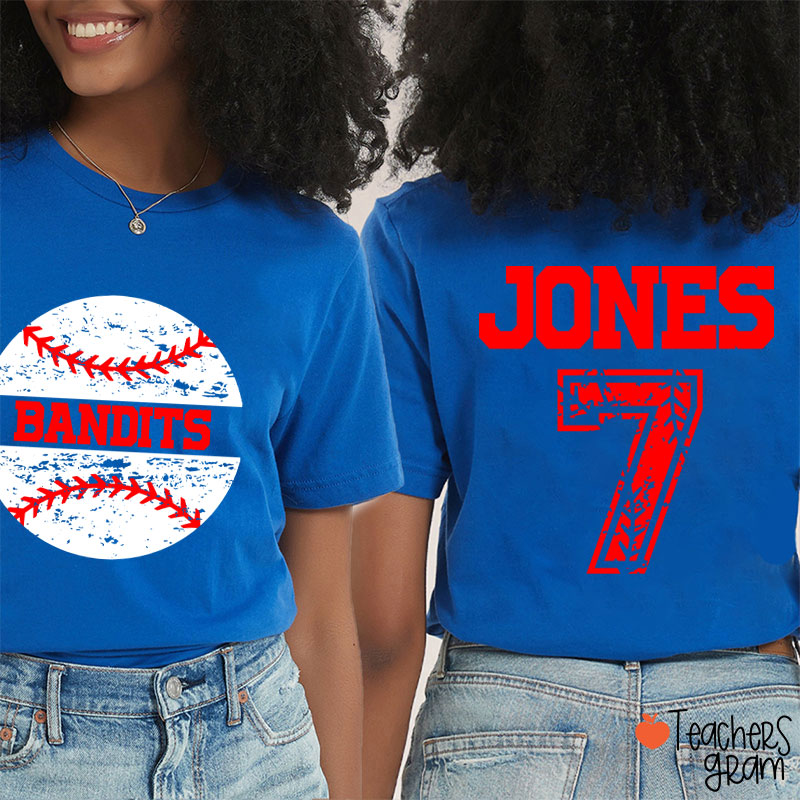 Personalized Baseball With Your Team Teacher Two Sided T-Shirt
