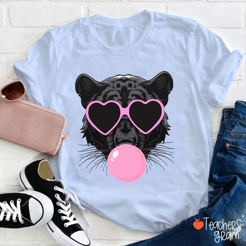 Personalized Mascot Heart Glasses Bubble Blowing Teacher T-Shirt
