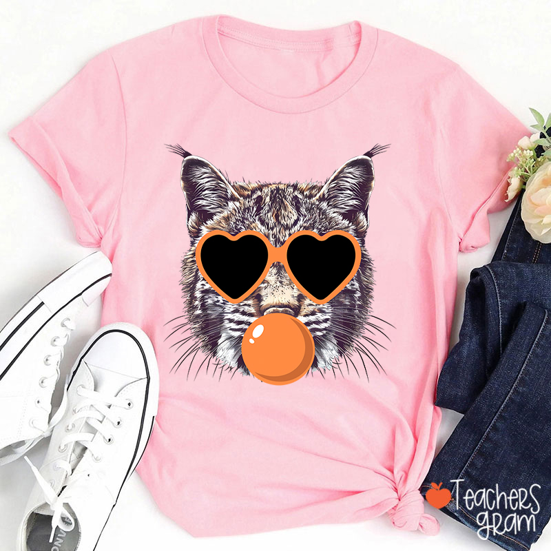 Personalized Mascot Heart Glasses Bubble Blowing Teacher T-Shirt