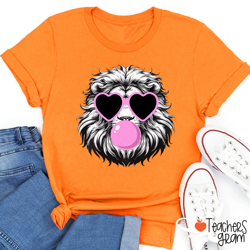 Personalized Mascot Heart Glasses Bubble Blowing Teacher T-Shirt