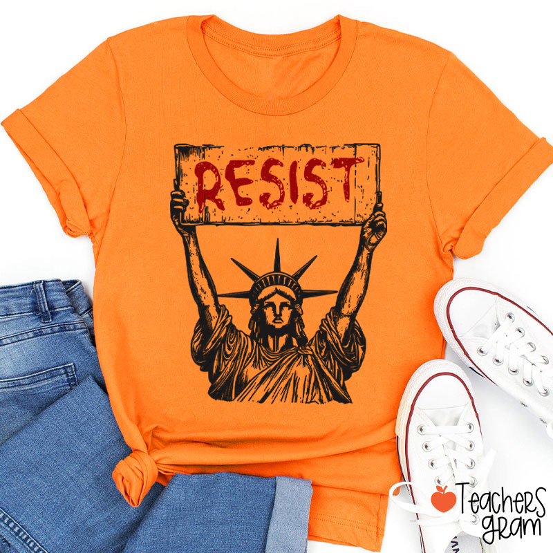Statue Of Liberty Resist Teacher T-Shirt