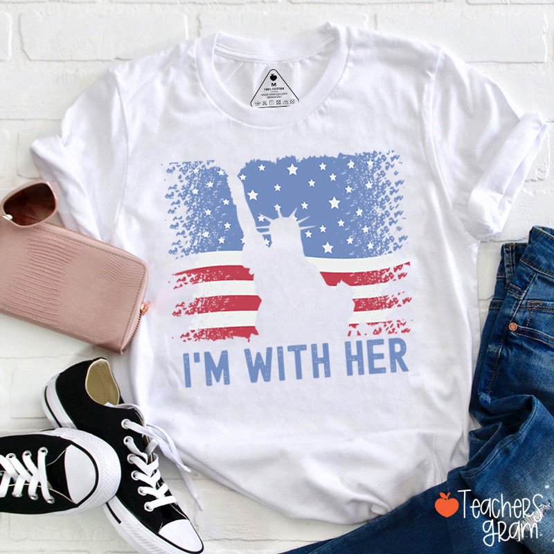 America Flag I'm With Her Teacher T-Shirt