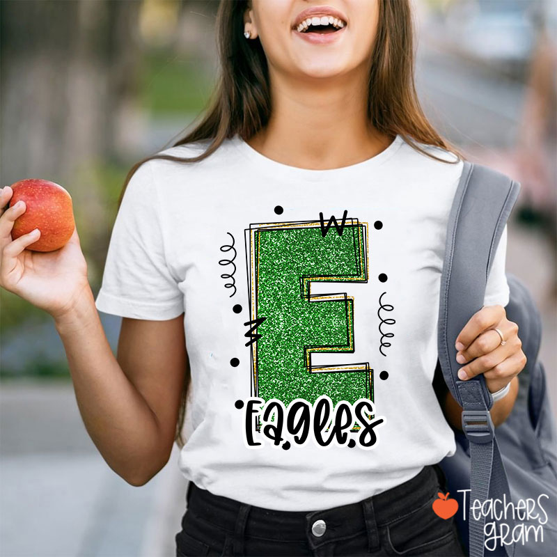 Personalized Mascot Glitter School Spirit Game Day Teacher T-Shirt