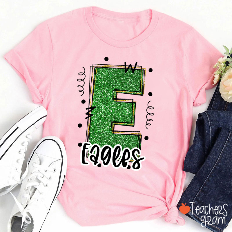 Personalized Mascot Glitter School Spirit Game Day Teacher T-Shirt