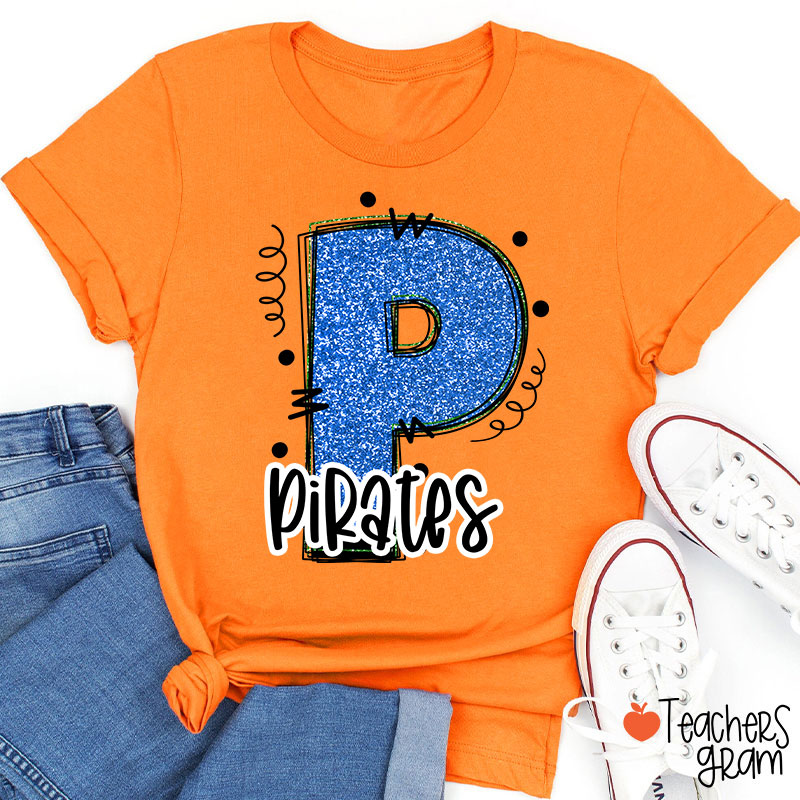 Personalized Mascot Glitter School Spirit Game Day Teacher T-Shirt