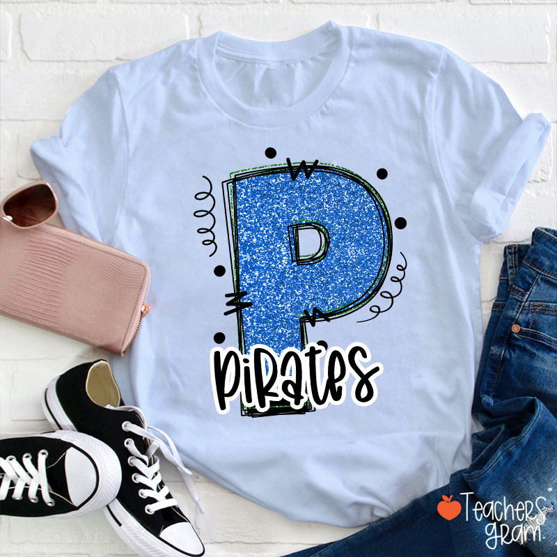 Personalized Mascot Glitter School Spirit Game Day Teacher T-Shirt
