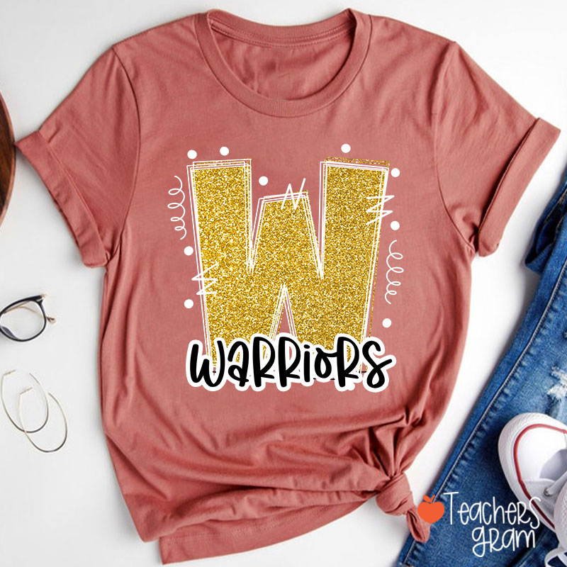 Personalized Mascot Glitter School Spirit Game Day Teacher T-Shirt