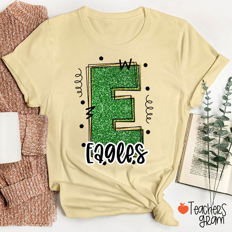 Personalized Mascot Glitter School Spirit Game Day Teacher T-Shirt