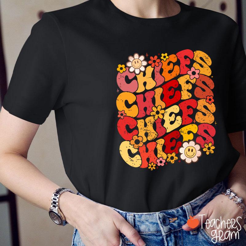 Personalized Mascot Game Day Flowers Teacher T-Shirt