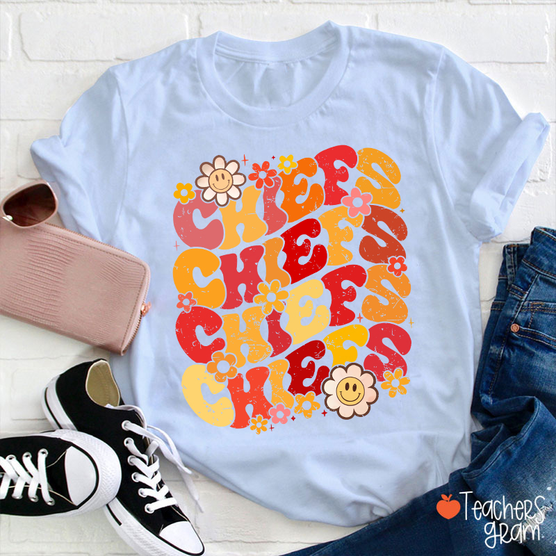 Personalized Mascot Game Day Flowers Teacher T-Shirt